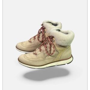Cole Haan Beige and Cream Fur-Lined Boots size 7.5 like new condition